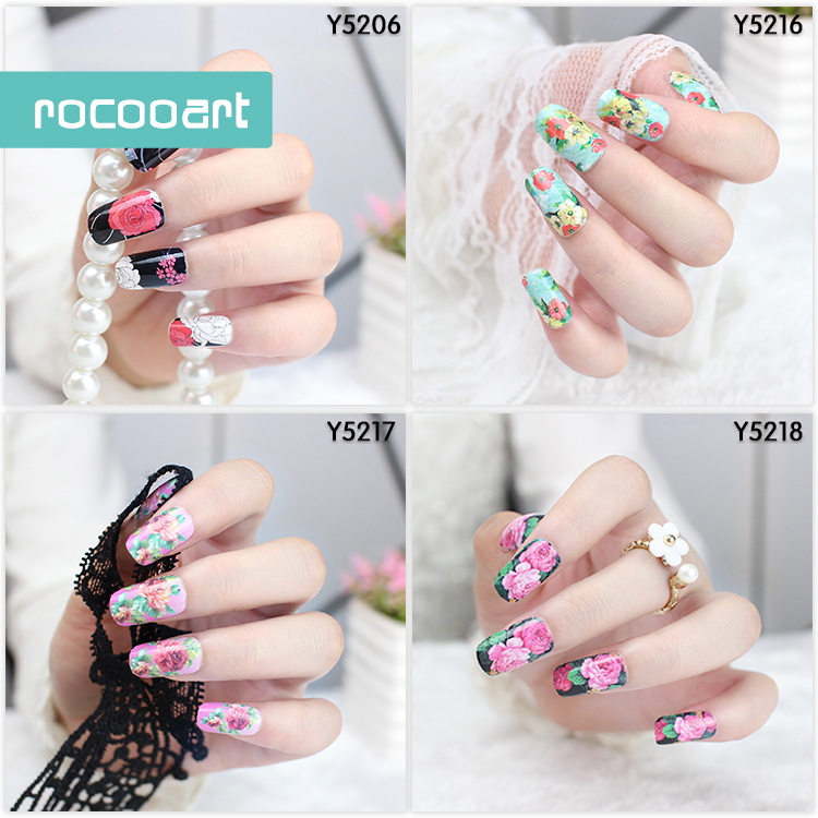 

15 Different Fashional Flowers Nail Stickers Finger Nail Wraps Art Self Adhesive Manicure DIY Tip Stickers Decorations, Y5155