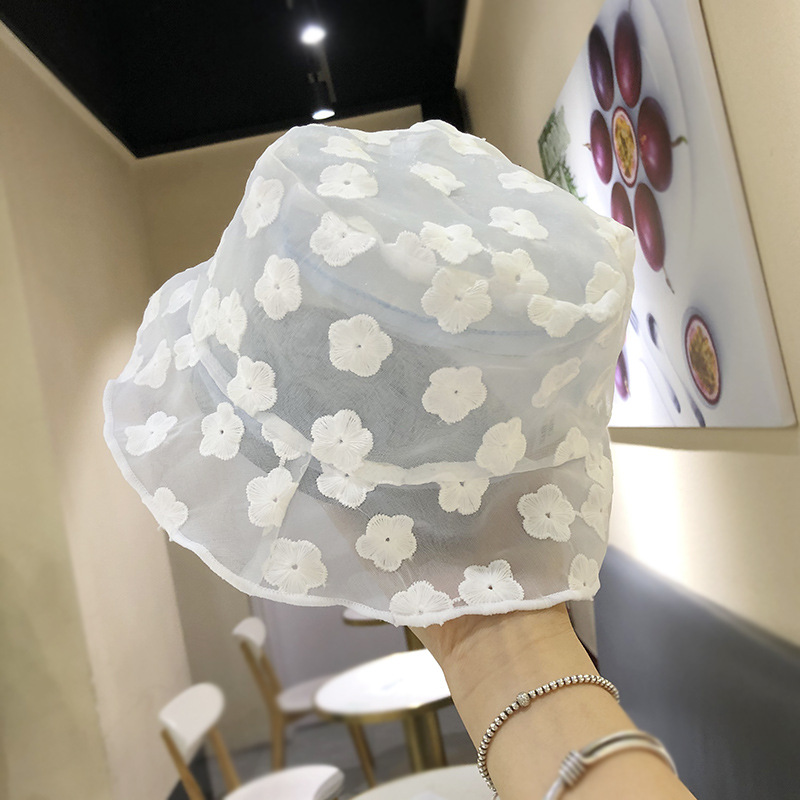 

Korean Ins Fisherman Hat Women's Retro Lightweight Summer Sun Beach Lace Sunshade Bucket Hat Spring
