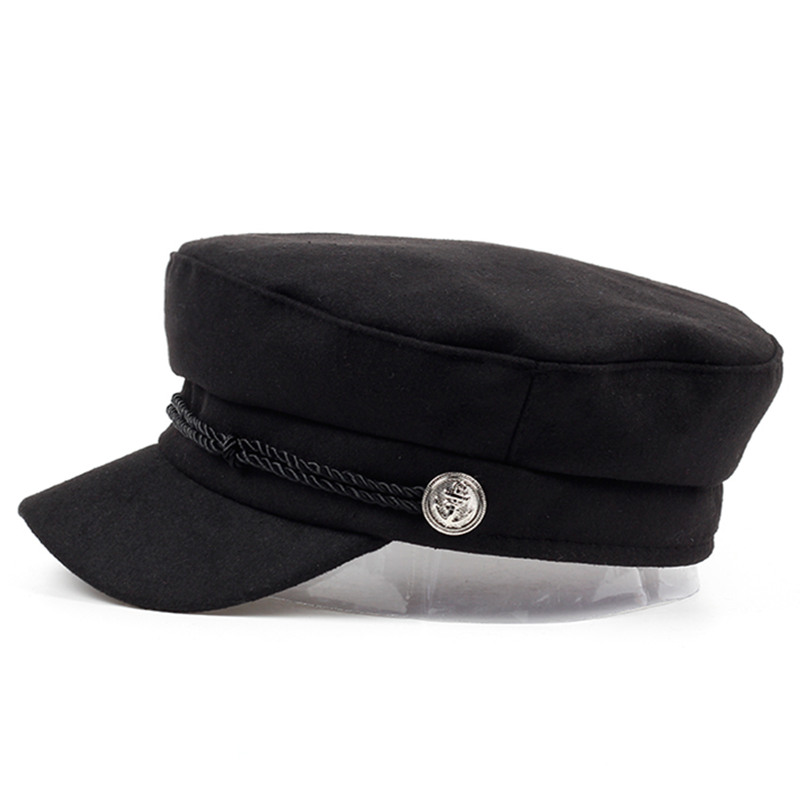 

VORON new navy Cap Hat Female Winter Hats For Women Men Ladies Army Militar Hat wool Visor Black Cap Sailor Bone Male