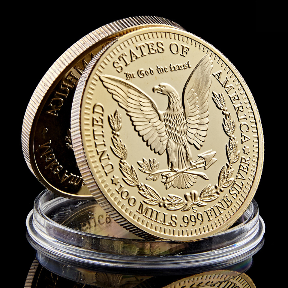 1896 USA Statue Of Liberty Craft E PLURIBUS UNUM In God We Trust Gold Plated Commemorative Coin Value-image-584458154