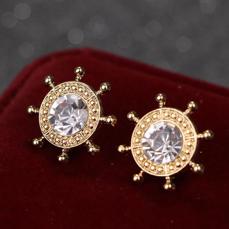 

i-Remiel Navy Style Mini Crystal Brooch Pin Small Coat Rudder Lapel Pins Brooches for Men Suit Badge Shirt Collar Accessories
