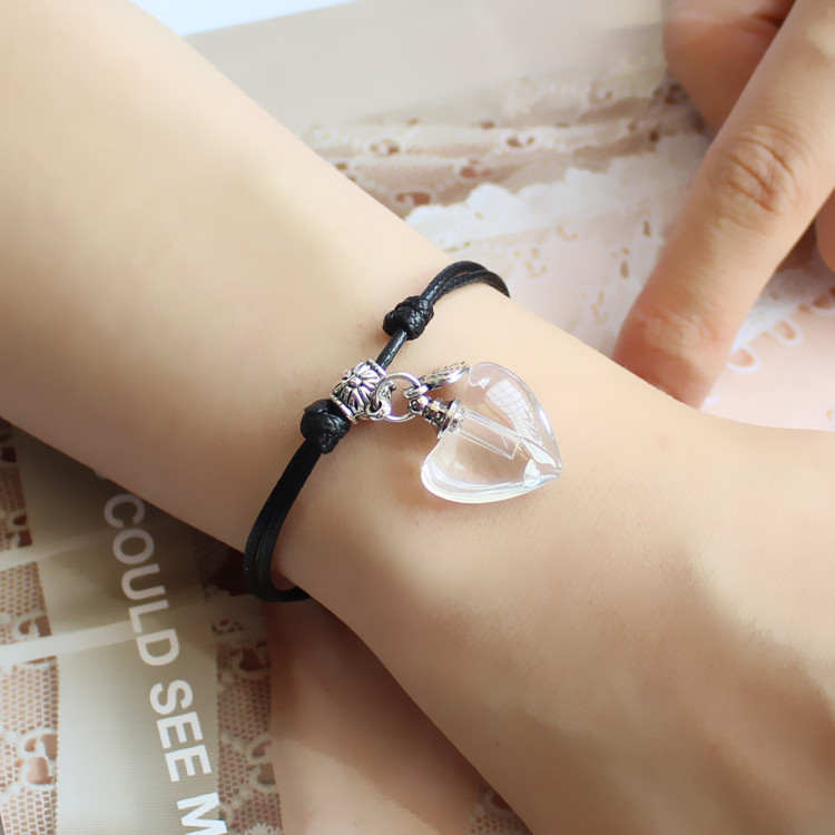 

1PC Clear Crystal vial rice bracelets with screw caps Perfume vial bracelets wishing bracelet Diy Jewelry Finding