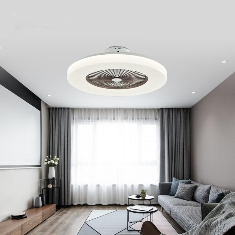 

Modern Nordic minimalist ceiling fan light acrylic panel LED smart mute dimming AC 220V factory office living room dimmer
