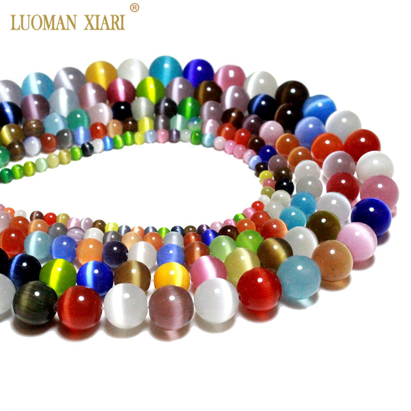 

Wholesale Colorful Cat Eye Round Natural Stone Beads For jewelry Making DIY Bracelet Necklace 4/6/8/10/12MM Strand 15