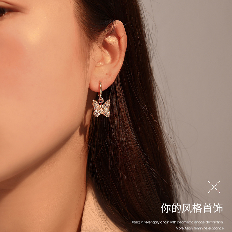 

New Products Ear Stud-Style Full of Crystals Butterfly Earrings Elegant Elegant Butterfly Earrings Accessorie