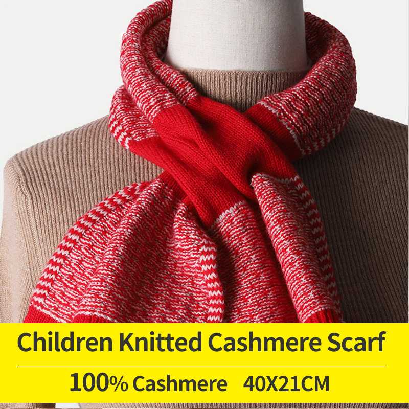 

Children Solid Color Cashmere Scarf and Shawls Knitted 100% Cashmere Shawl for Kids Thick Warm Autumn and Winter Scarver Cashmer