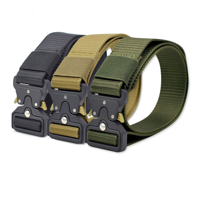 

Waist Support Army Tactical Belt Men Heavy Duty Nylon Waistband Outdoor Combat Belts Hunting Accessories, Black