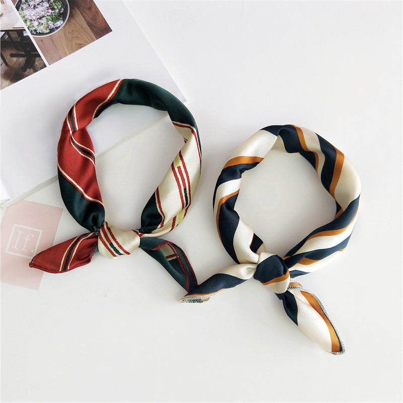 

Q 2020 Fashion Scarf Female Bandana Hair Band Handkerchief Handle Bags Scarves Clothing Match Small Ribbon Women Silk Riband