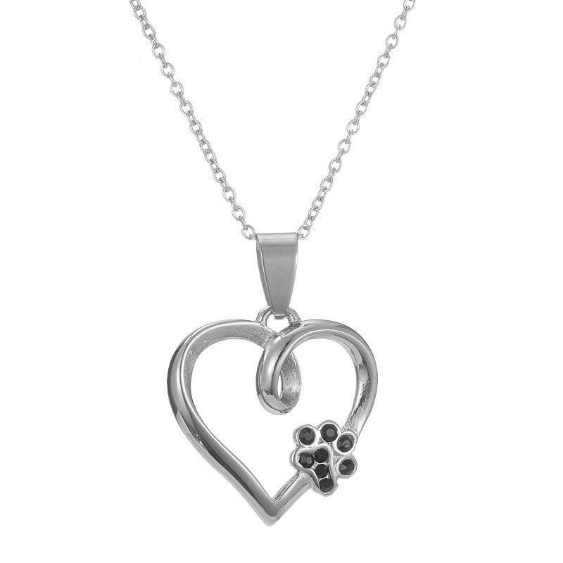 

100% Sstainless Steel Print Heart Pendant Necklace Dog Memorial Gifts for Dog Mom Lover (Heart and Print) 50pcs
