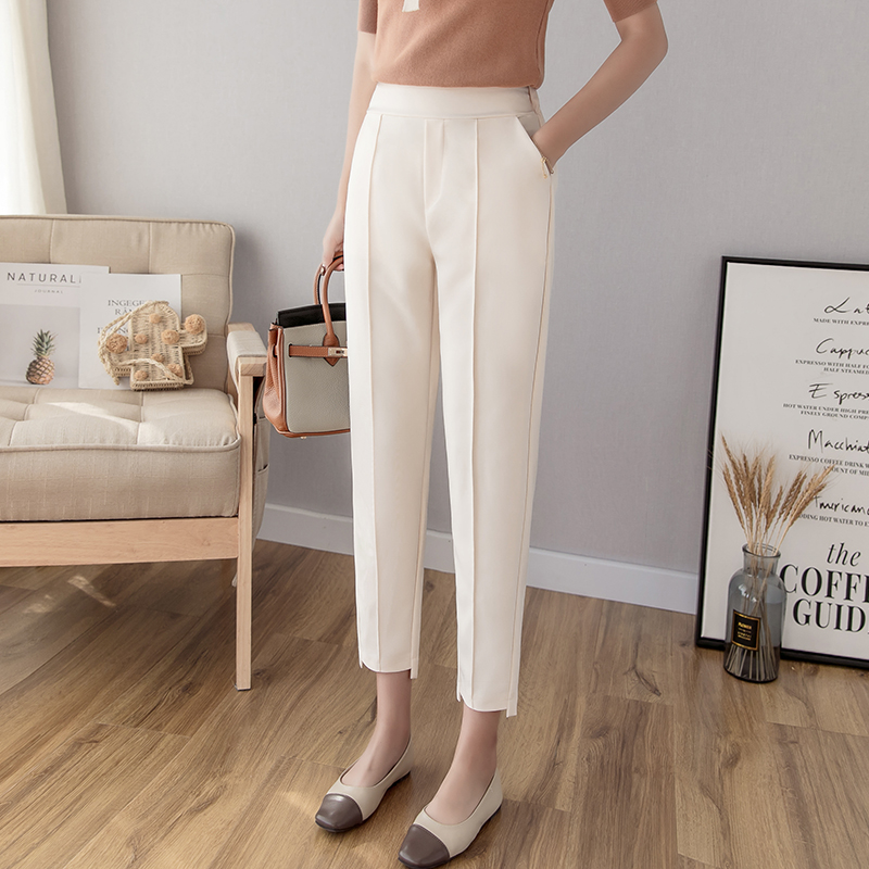 

Knitted High Waist Women Crop Harem Trousers Solid Pants Casual Winter Warm Carrot knit Pants ka1158, Black