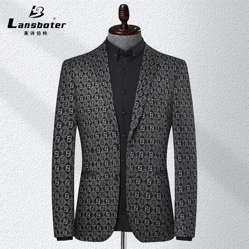 

Autumn and Winter New Style Men Suit Korean-style Young and Middle-aged Casual Suit Male Fashion Slim Fit Coat MEN'S Top, Gray