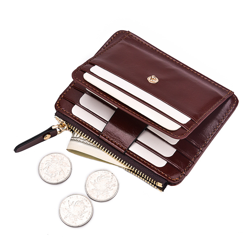 

2020 Unisex card wallet business card holder pu leather coin pocket women Organizer men purse money bag Wholesale, Black