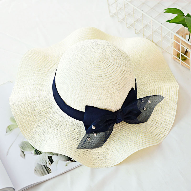

New arrival fashion high quality cute hat summer travel women trend big sun hat seaside Sun protection sunscreen beach, White