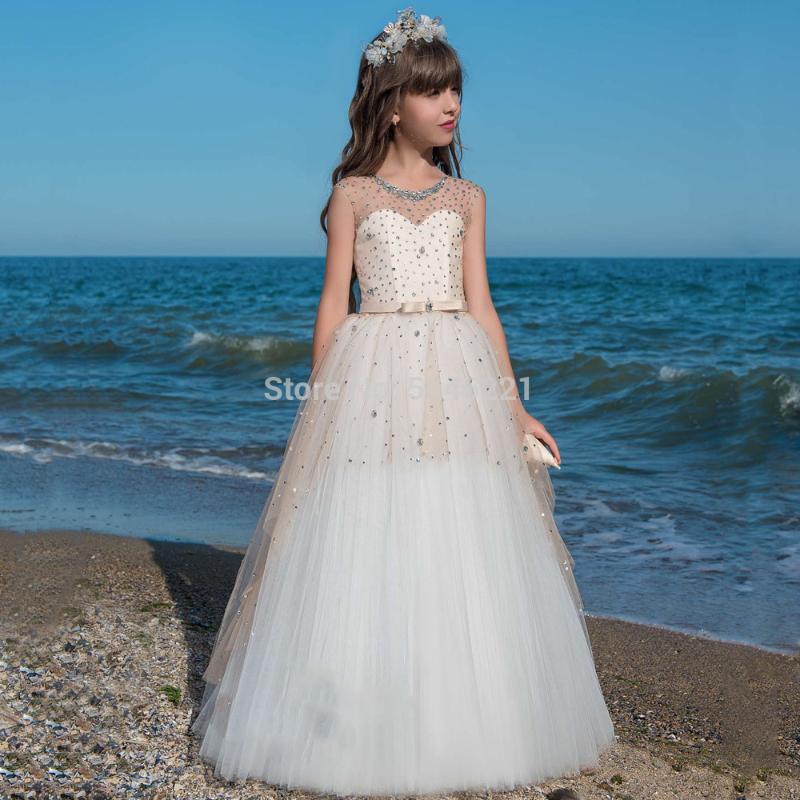 

Girls Sleeveless Ball Gowns Beading Sleeveless Holy First Communion Dresses Princess Gowns Flower Girls Pageant Dresses, Picture