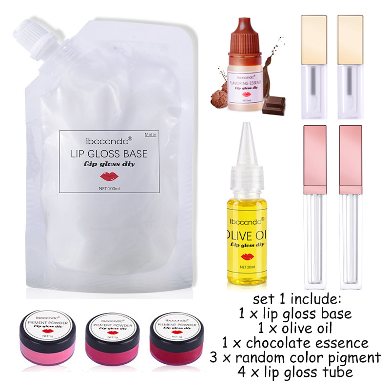 

Matte Lip Gloss DIY Set MaColorless Lip Gloss Base Gel Versagel Pigment Powder Lipgloss Tube Olive Oil Ftagrance Essence