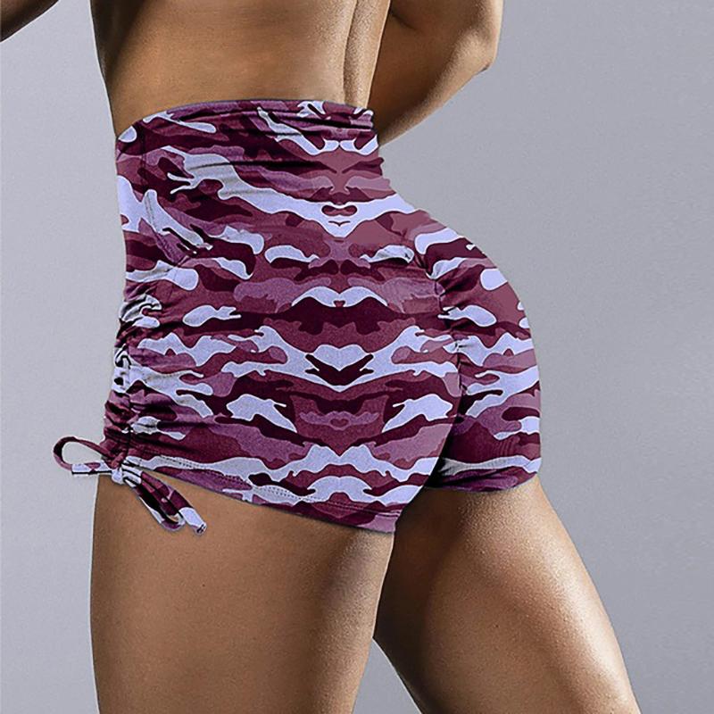

Sexy Womens Yoga Shorts Camouflage printed Elastic Gym Shorts High-waist Hip Seamless Underpants Running Fitness Yoga