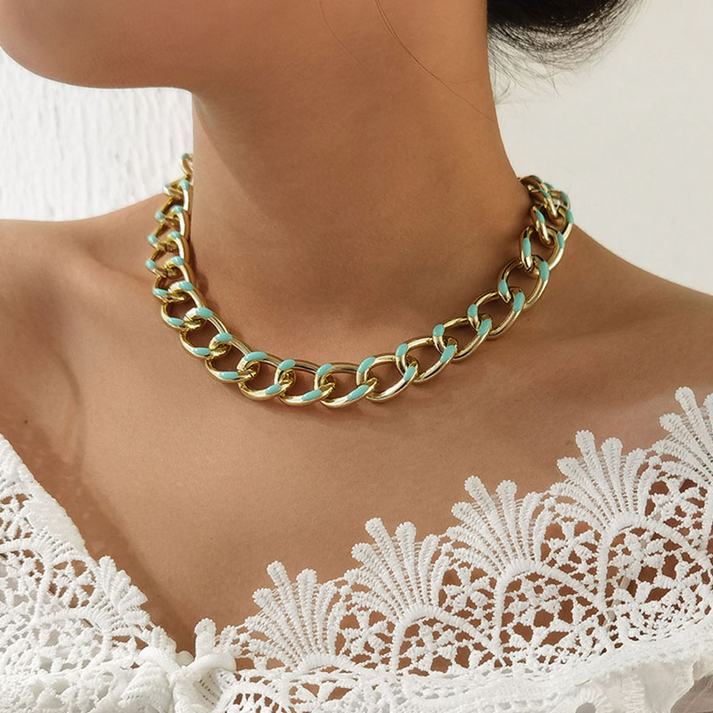 

Punk Exaggerated Colorful Thick Chains Choker Necklace for Women Creative Hiphop Geometric Chocker Necklaces Vintage Jewelry