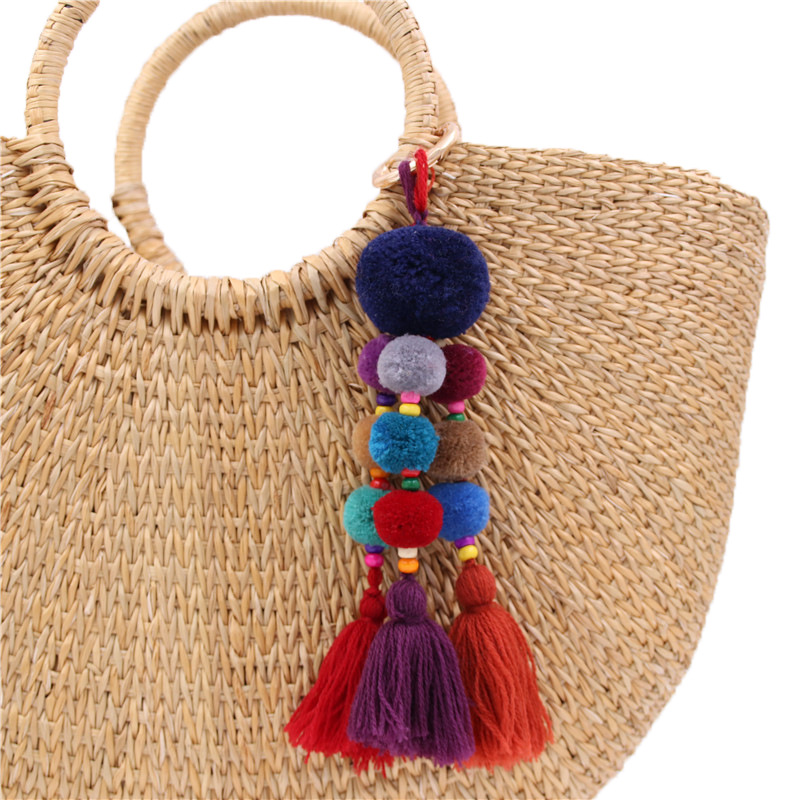 

RE Cute Pompon Pom Pom Keychain Tassel Pompom Trinket Car Key chain Accessories Key ring Women bag charm J2835