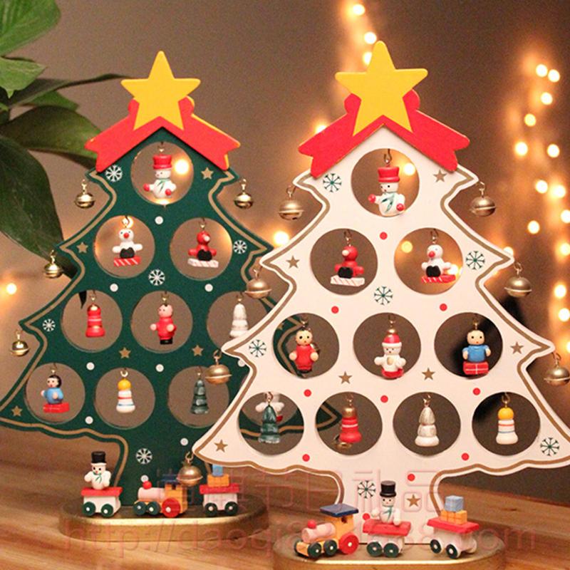 

10.62 Inch Christmas Tree with Hanging Decorations Decorative Wooden Xmas Tree Hanging Ornaments for Garden Backyard Party Decor