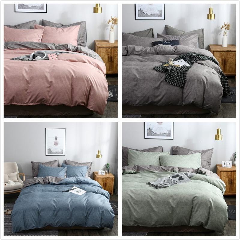 

Bedding Sets Quilting Duvet Cover With Different Sizes Sanding Polyester Fabric Solid Color Fahion Set Home Decorations, Green