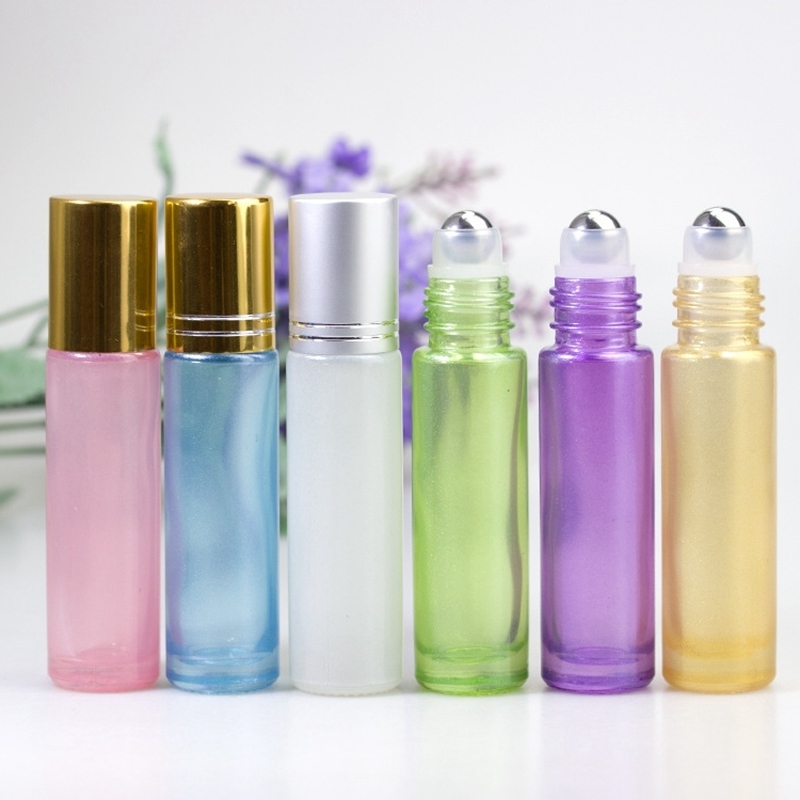 

10ml Pearlescent Glass Empty Perfume Bottle Ball Roll On Perfume Bottle For Essential Oils Rollo De Botella De Perfume