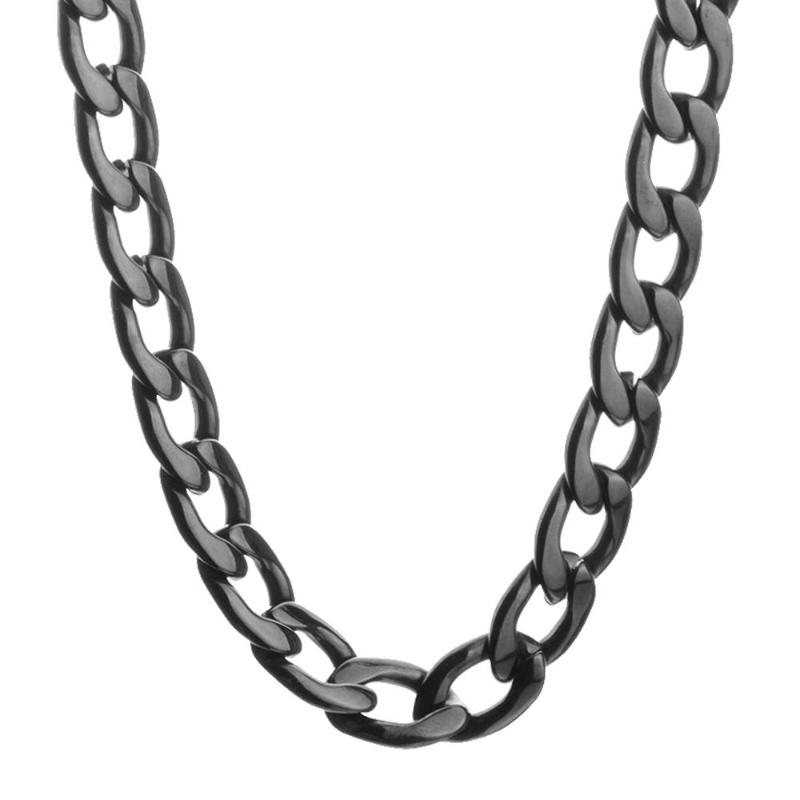 

Mens Chain 11mm Wide Vintage Black 316L Stainless Steel Curb Link Chain Boys Necklace Wholesale Gift 16-32 Inch Long