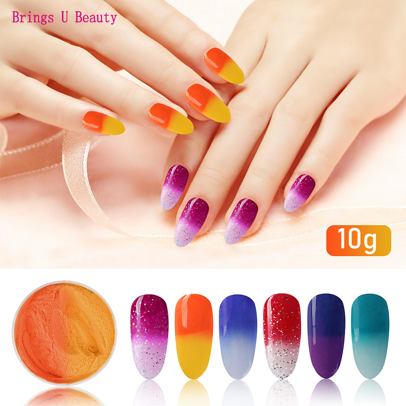 

6 in 1 Very Fine Temperature Changed Dipping Powder Kit Set Blue Green Easy Operate Natural Dry Without Lamp Cured 10g/box