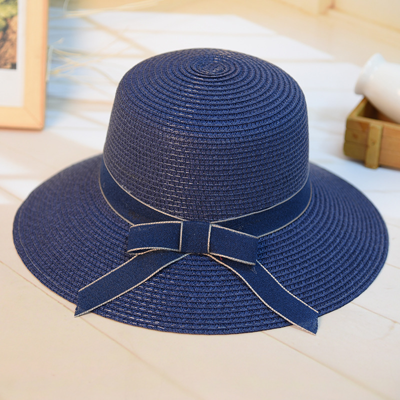 

RUBY VICKY 2020 New Women Casual Women Wide Brim Beach Hats Straw Sun Hat Summer Soft Chiffon Ribbon Bow-knot Straw Hat