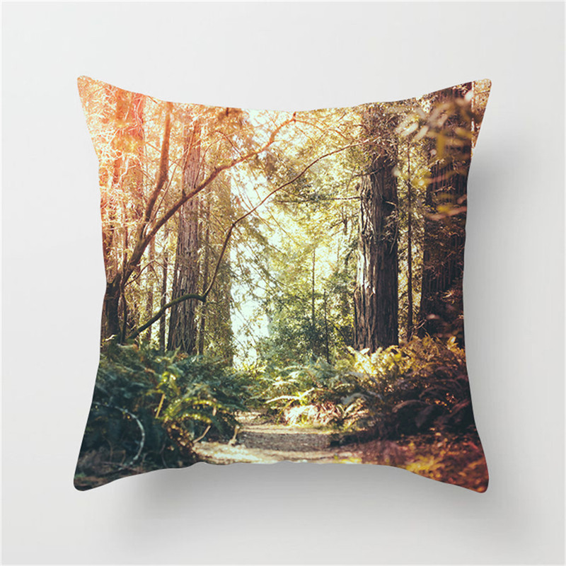 

Fuwatacchi Sunrise Forest Scenery Pillow Cover Decorative Pillows Cherry Snow Printed Cushion Covers for Sofa Car Pillowcase, Pc03806