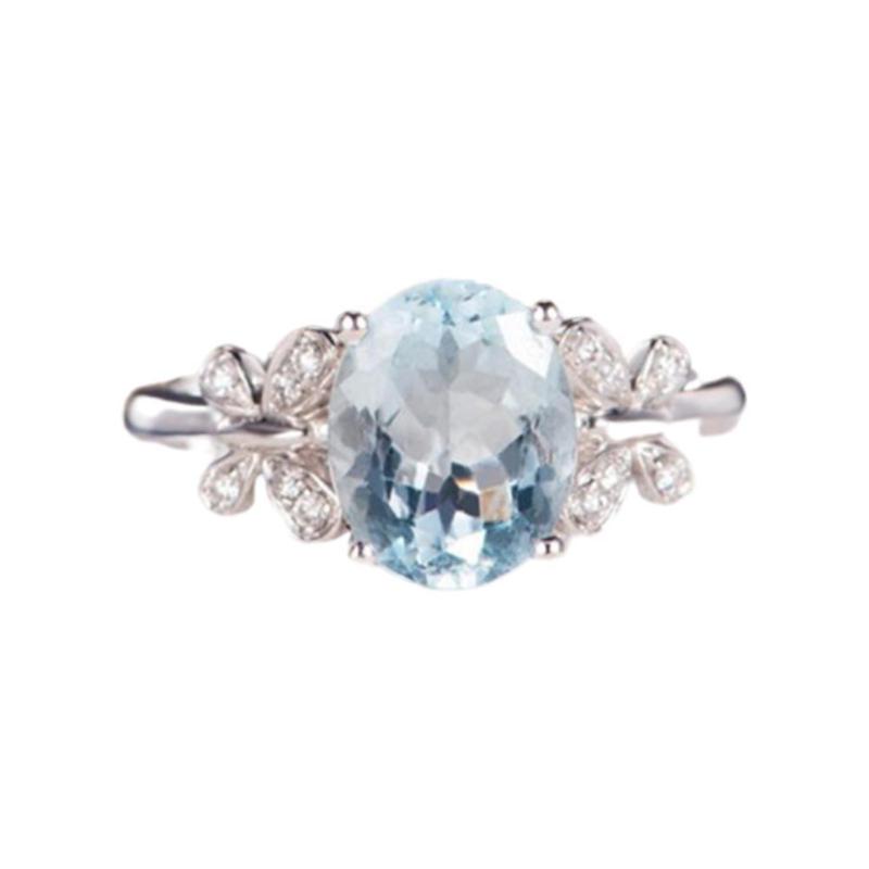

Oval Sky Blue Cubic Zircon Stone Ring Women Sweet Cute Jewelry Two Finger Color Sliver For Women Butterfly Crystal Rings De X5E4
