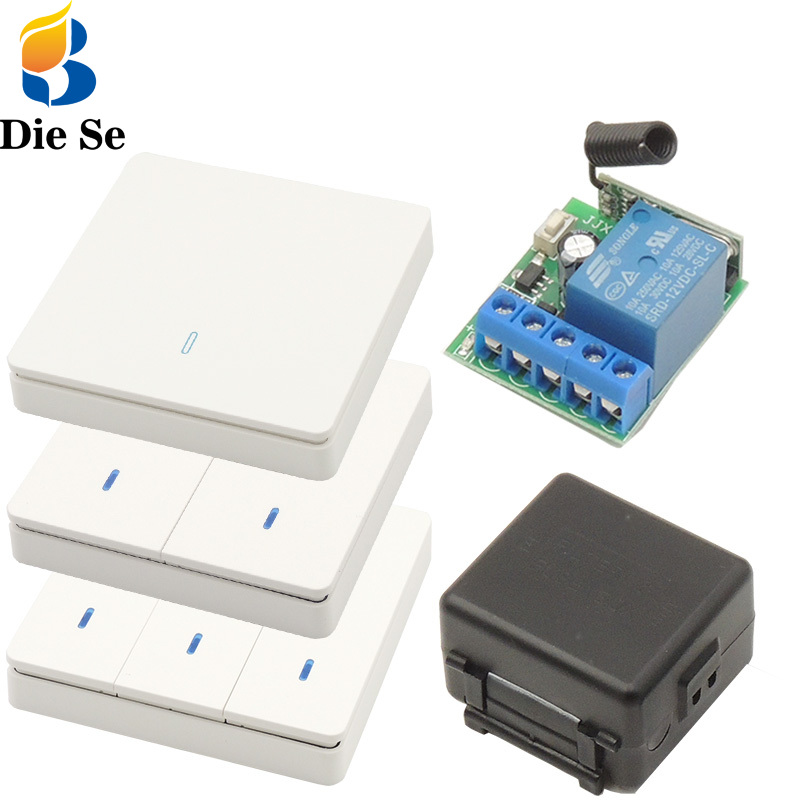 

DieSe Wireless 1 Channel DC12V 10A Interruptor ON/OFF Push Switch Wall Panel Transmitter For Security Access Control System