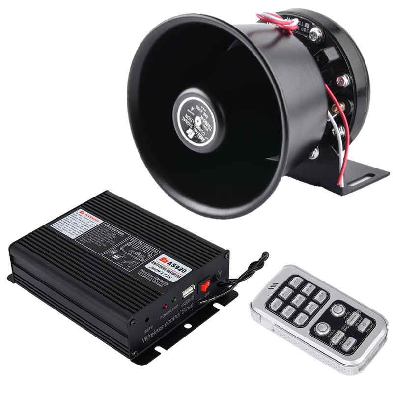 

Super Loud Klaxon Horn 200W Pa Black Speaker Megaphone Electronic Speaker System 12v for Car Horn Siren