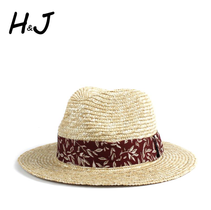 

Handmade Wheat Straw Women Sun Hat Summer Lady Wide Brim Boater Panama Beach Sunhat With Fashion Riibbon Band Size 56-58CM, C1