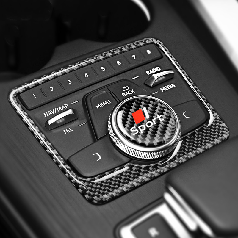 Carbon Fiber for Audi A4 A5 2017-2022 Car Multimedia Knob Cover Decals Navigation Buttons Frame Panel Trim Stickers Accessories-image-585258125