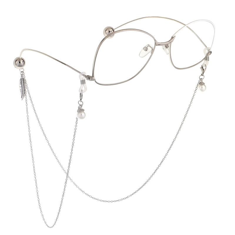 

Non-slip popular metal glasses rope Golden Leaf pearl pendant glasses chain fashion accessories