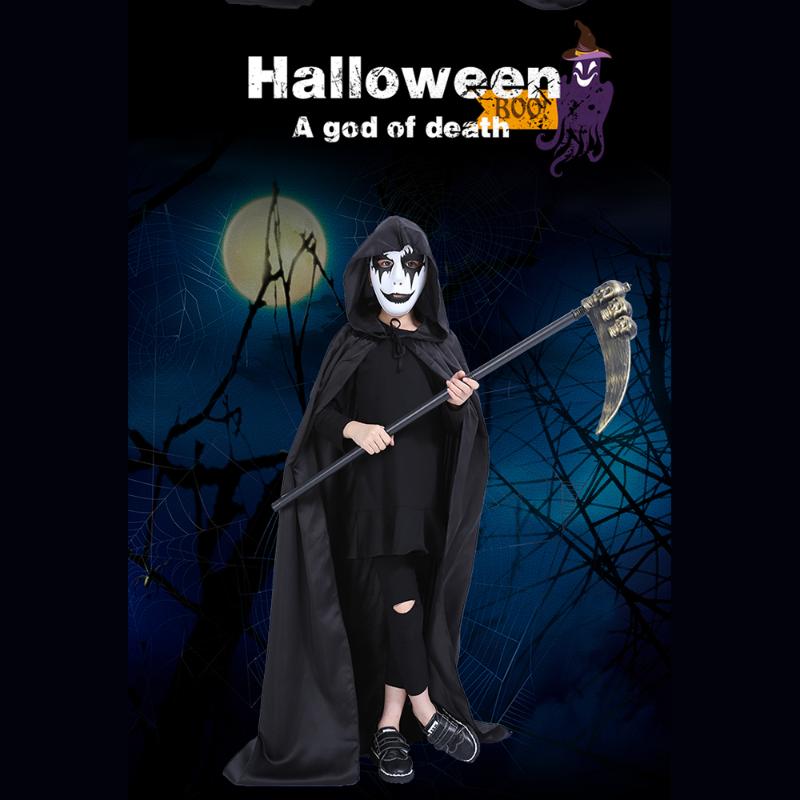 

Halloween Cloak Scary Witch Devil Role Costume Adult Death Black Black Hooded Play Cosplay Long Cloak Cosplay Costumes