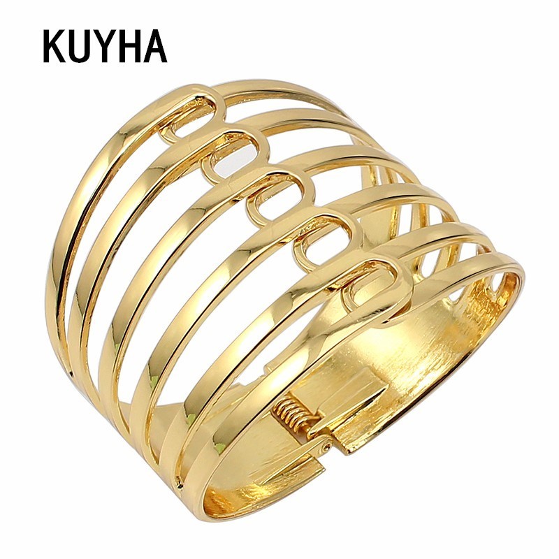 

Cuff Bracelets For Women Punk Wide Bangles Gold/Silver Color Femme Fashion Feminino Pulseira