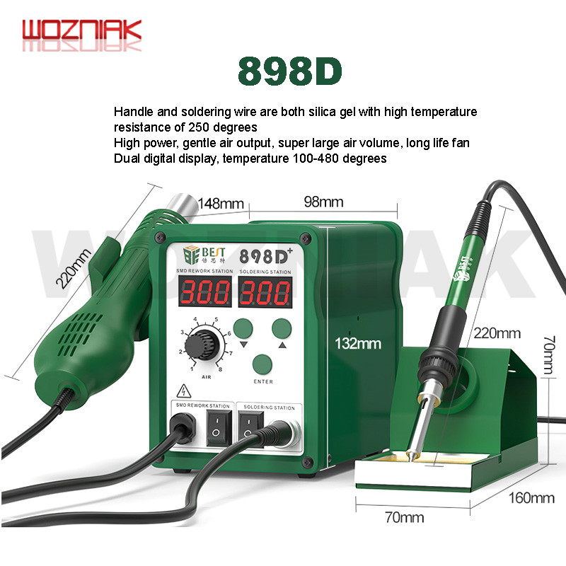 

BEST Original 878D 898D 2in1 hot air gun Electric soldering iron of welding table Adjustable Temperature Constant Temperature