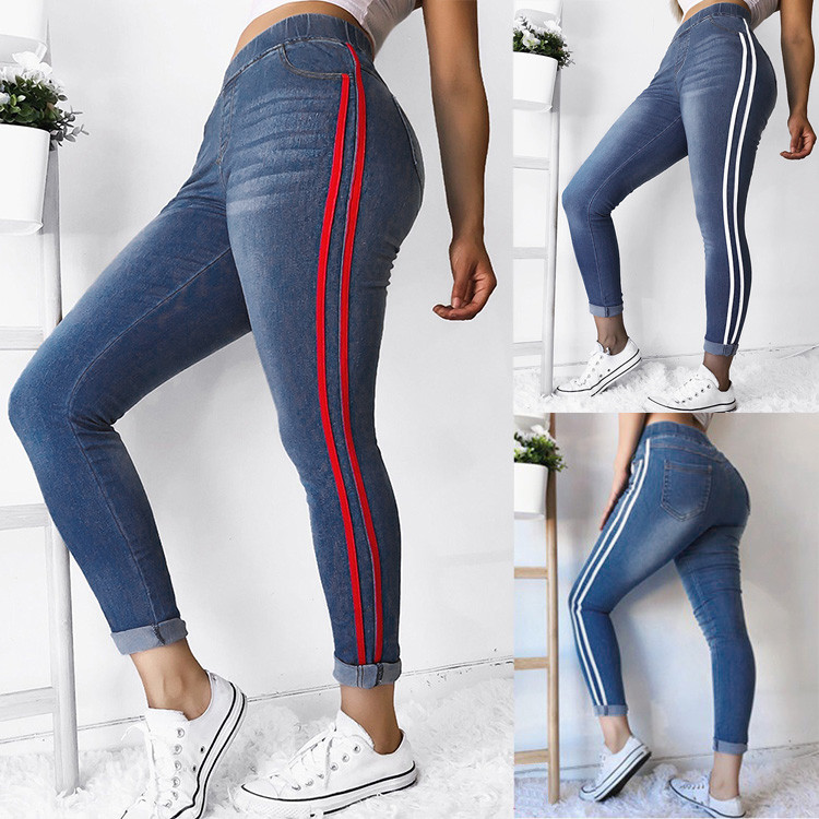 

Women Jeans Plus Size Casual high waist summer Autumn Pant Slim Stretch Cotton Denim Trousers for woman Blue 5xl Dropship Z1016, Red