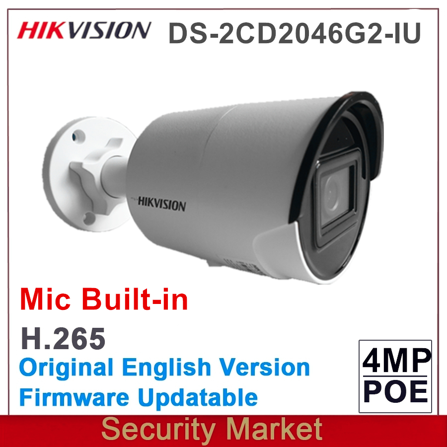 

hikvision new arrival 4MP DS-2CD2046G2-IU POE AcuSense IP IR microphone mic built in Fixed Mini Bullet Network Camera