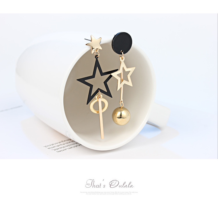 

High Quality Trendy Metal Women Star Stud Earrings Pentagram Long Earrings For Women stud