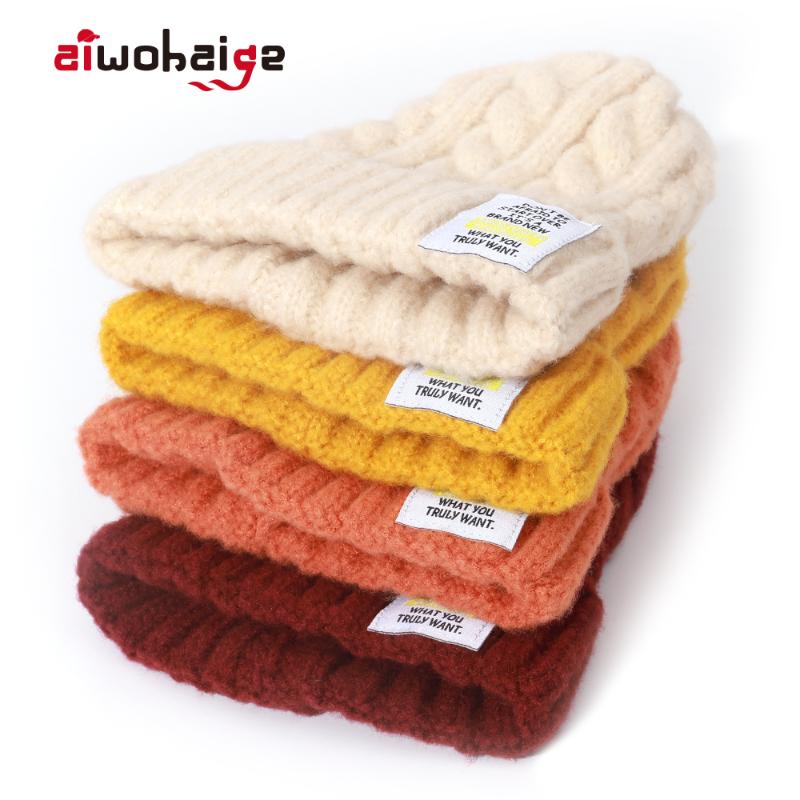 

2020 New Winter Hat for Women Warm Cashmere Knitted Beanies Fashion Soft Cap Brand Ladies Wool Beanie Slouchy Gorras Cotton Hats, White