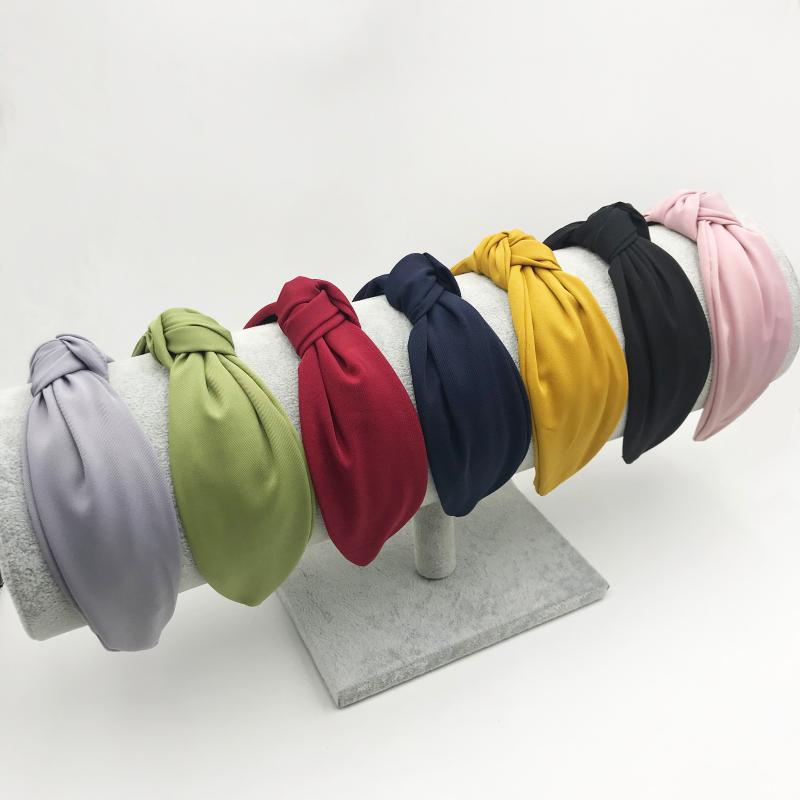 

New Fashion Bow Hairbands For Women Solid Color Hair Accessories Cloth Fabric Cross Knotted Hair Hoop Sweet Girls Headband Hot