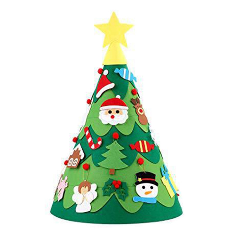 

Diy Felt Christmas Tree Snowman with Ornaments Fake Christmas Tree Kids Toys Party Decoration New Year