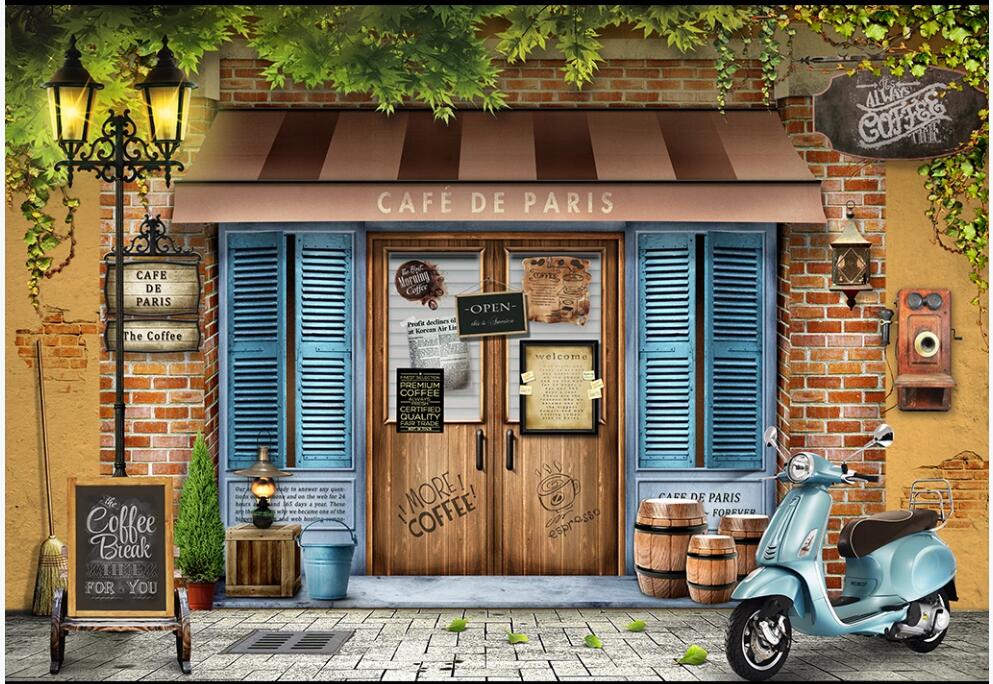 

3D wallpaper custom photo mural Retro nostalgic Paris cafe living room home decor 3d wall muals wall paper for walls 3 d in rolls, Non woven