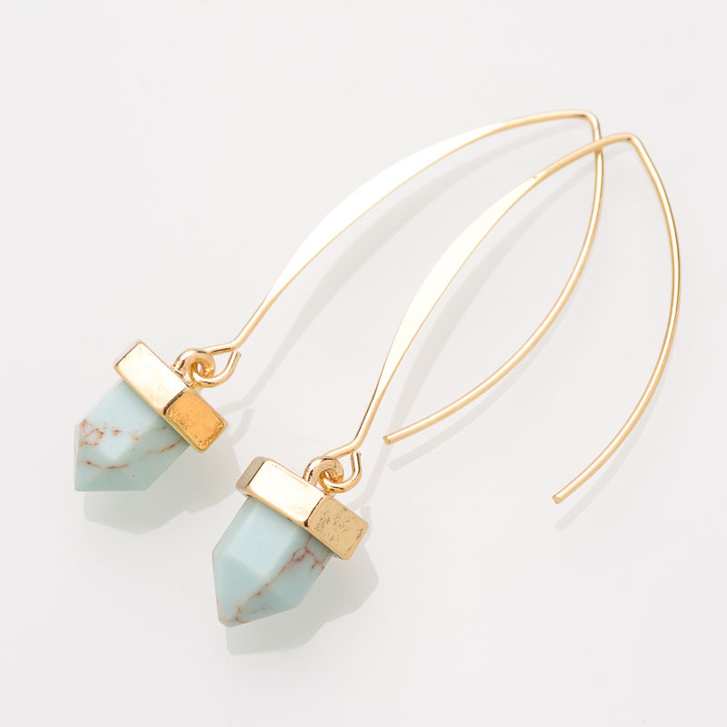 

RE triangle jewelry ear accessories turquoises earrings drop blue natural stone Gold Color dangle earrings for women J30