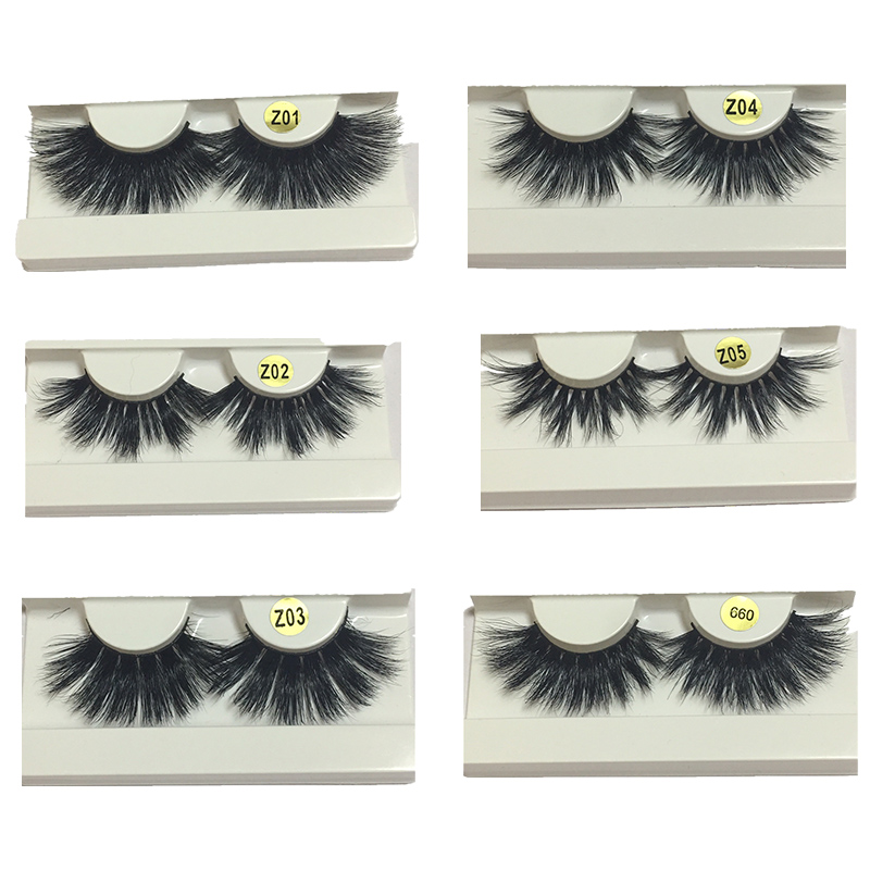 

1 Pair/6 Style 25mm Long Natural False Eyelashes Wispy Cross Fluffy Lashes Real 3D Mink Lashes Handmade Extension Tools