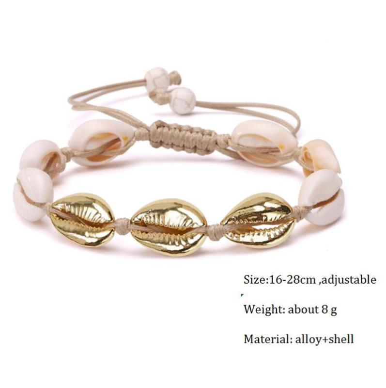 

Handmade Gold Color Cowrie Shell Bracelets for Women Delicate Rope Chain Bracelet Beads Charm Bracelet Bohemian Beach Jewelry
