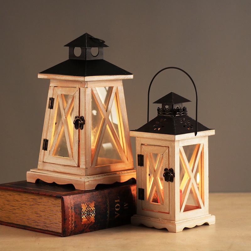 

Nordic Iron Vintage Natural Wood Candle Holder Metal Wooden Lantern Morocco Candle Holders Hanging Lantern Home Decor New II50ZT