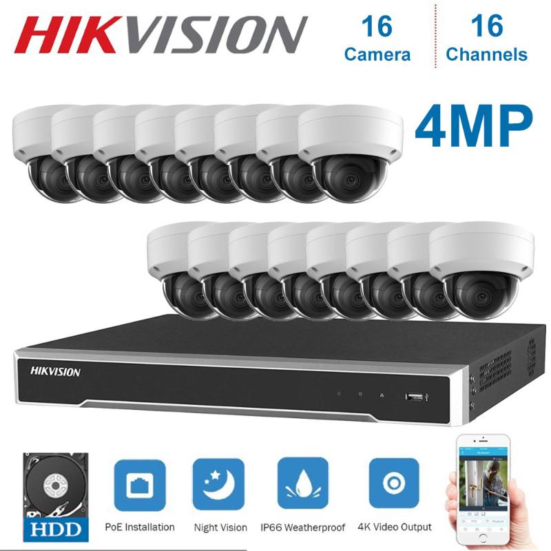 

16Channels Hikvision POE NVR Surveillance Kits match 4MP IP Camera Netwerk Dome night vision CCTV Security System Kits